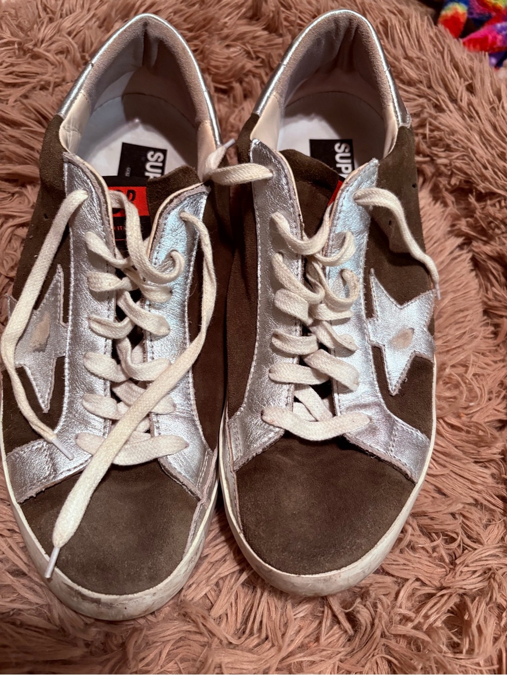 Golden Goose Brown Suede Sneakers with Silver Star - Picture 1 of 5